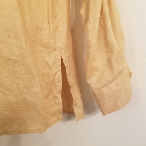 Jones New York 12 Goldenrod Yellow Linen Smocked Top Lightweight Natural Fibers - Picture 5 of 6
